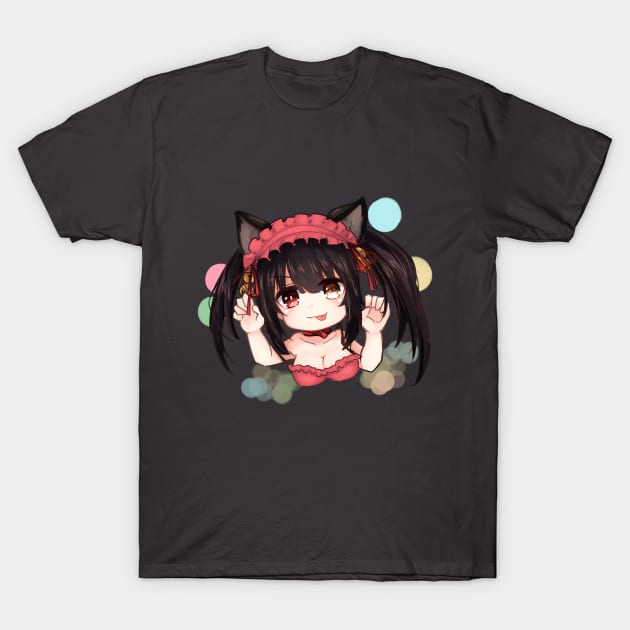 Cute Tokisaki Kurumi Cat T-Shirt by Micowo